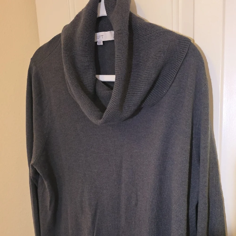 LOFT Charcoal Cowl Neck Sweater - Picture 1 of 4